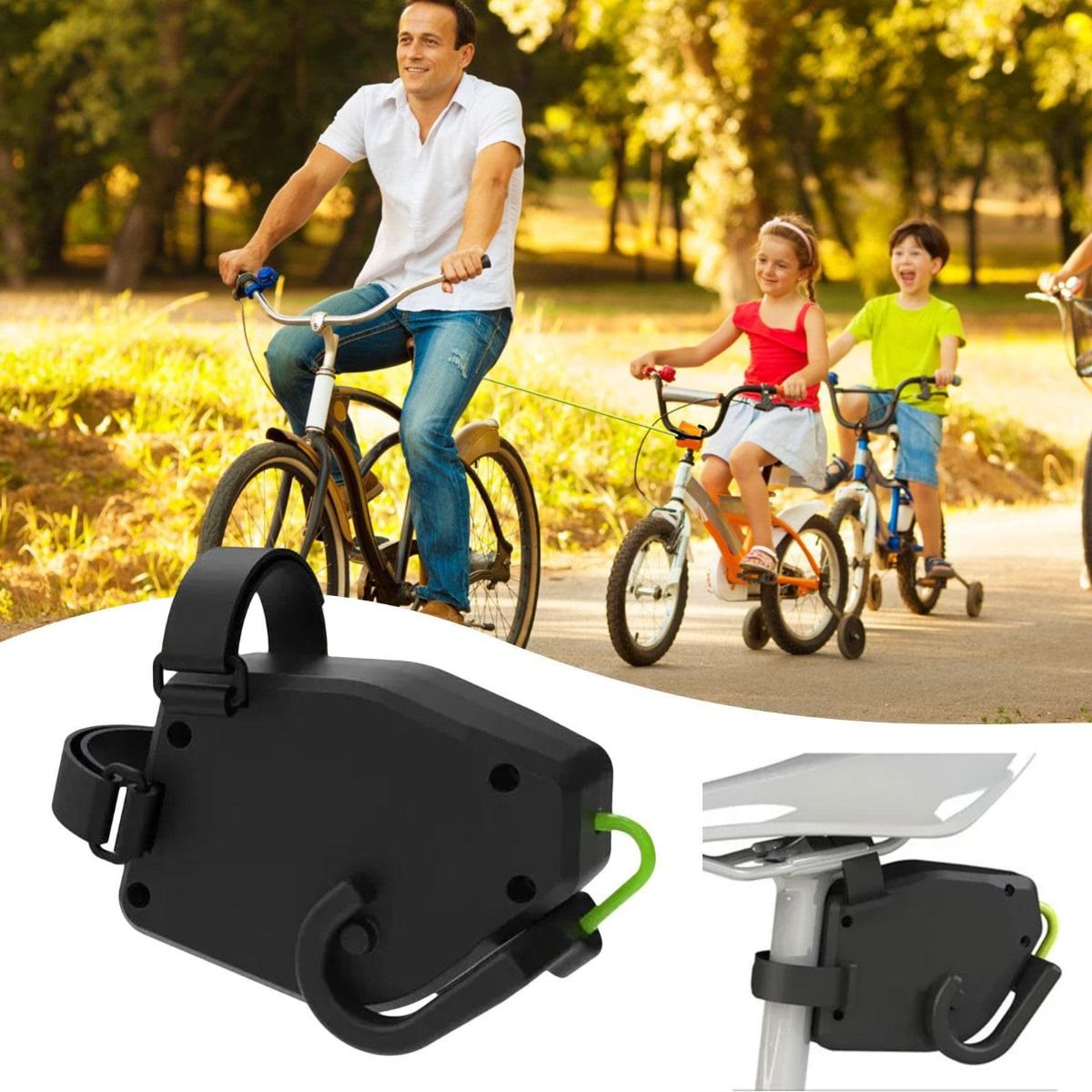 Flexibles einziehbares Fahrradschleppseil – Fahrradtraktor für Kinder, Mountainbiken, Familienabenteuer, einfache Einrichtung