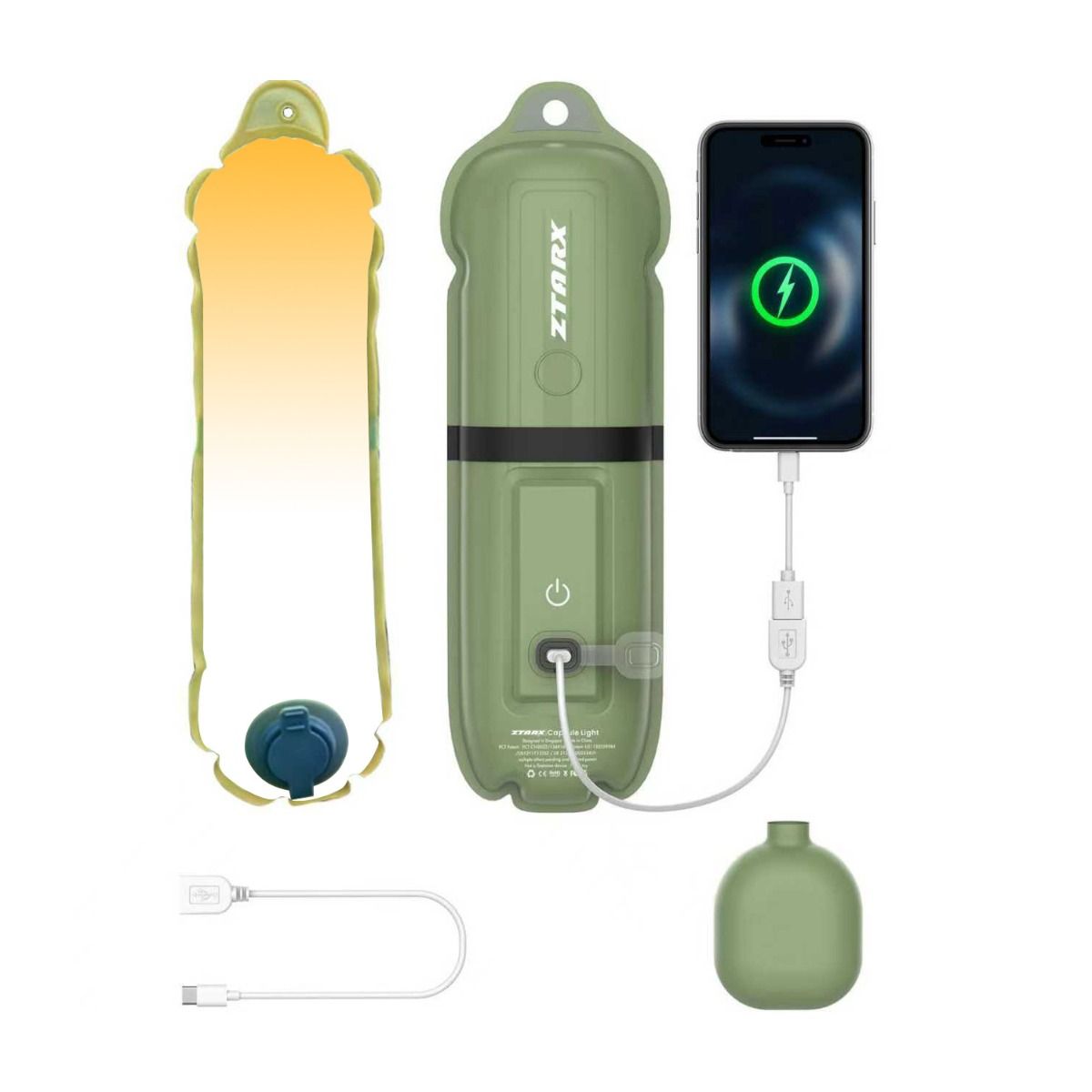 ZTARX aufblasbare Solar-Campinglaterne, IP66 wasserdicht, faltbares Magnet-Fülllicht, tragbare und leichte Zeltleuchte