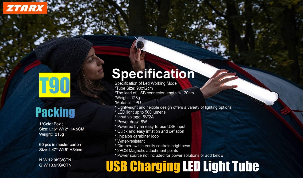 ZTARX aufblasbare Solar-Campinglaterne, IP66 wasserdicht, faltbares Magnet-Fülllicht, tragbare und leichte Zeltleuchte