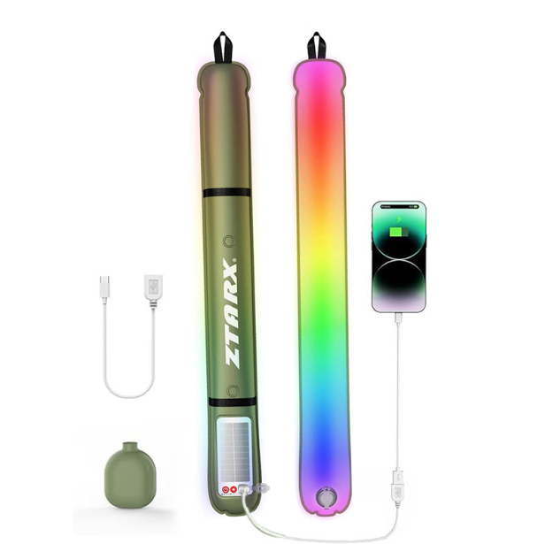 ZTARX aufblasbare Solar-Campinglaterne, IP66 wasserdicht, faltbares Magnet-Fülllicht, tragbare und leichte Zeltleuchte