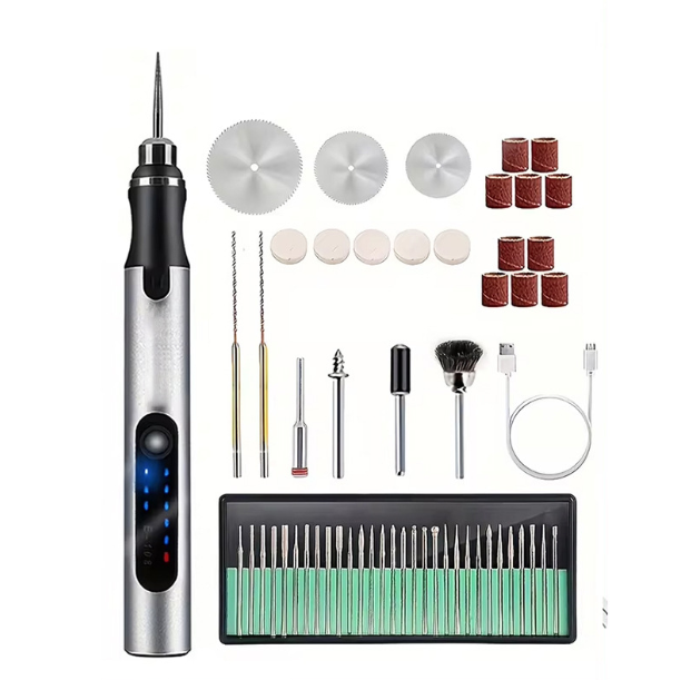 USB-Aufladbarer Gravierstift mit 35 Bits, Mini-Elektrogravur-Ätzmaschine, kabelloses Rotationswerkzeug, graviert Schmuck, Stein, Metall, Kunststoff, Holz, Harz, Modell