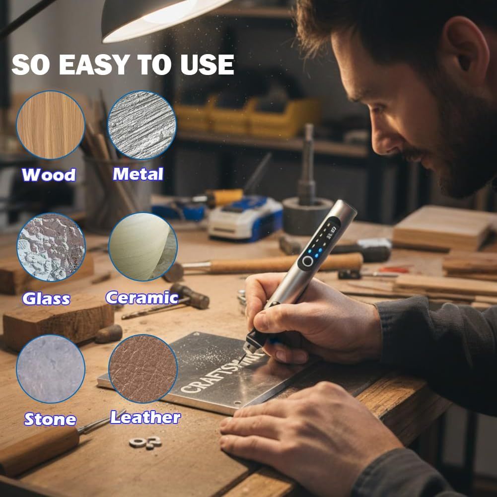 USB-Aufladbarer Gravierstift mit 35 Bits, Mini-Elektrogravur-Ätzmaschine, kabelloses Rotationswerkzeug, graviert Schmuck, Stein, Metall, Kunststoff, Holz, Harz, Modell