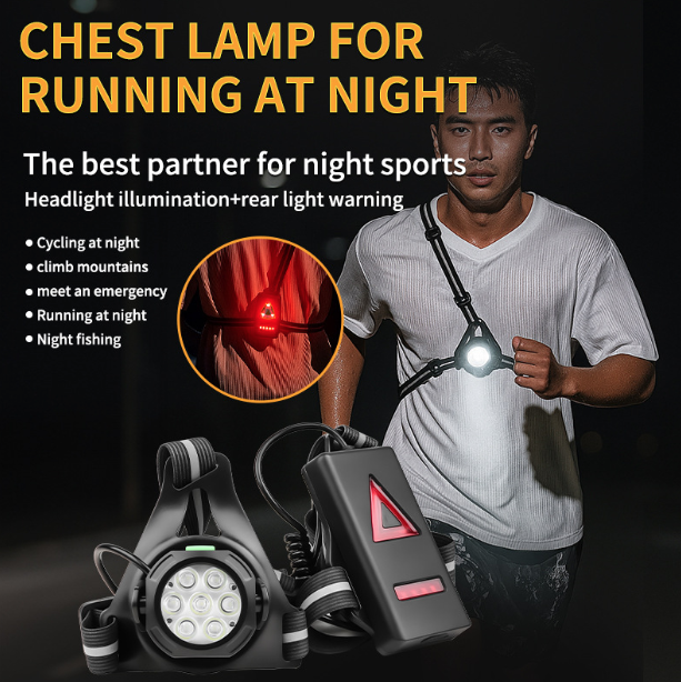 Outdoor Nachtlaufleuchten LED Brustlicht Rückwarnlicht 90° verstellbarer Abstrahlwinkel wasserdicht ultrahelle Sicherheitslampe