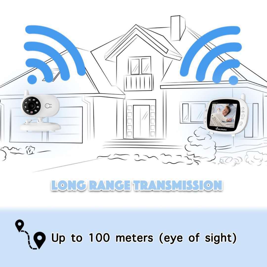 SP850 Kabelloser Video-Baby-Monitor, 3,5 Zoll LCD, Nachtsicht, Zwei-Wege-Audio, Sichere Verbindung für Kindersicherheit