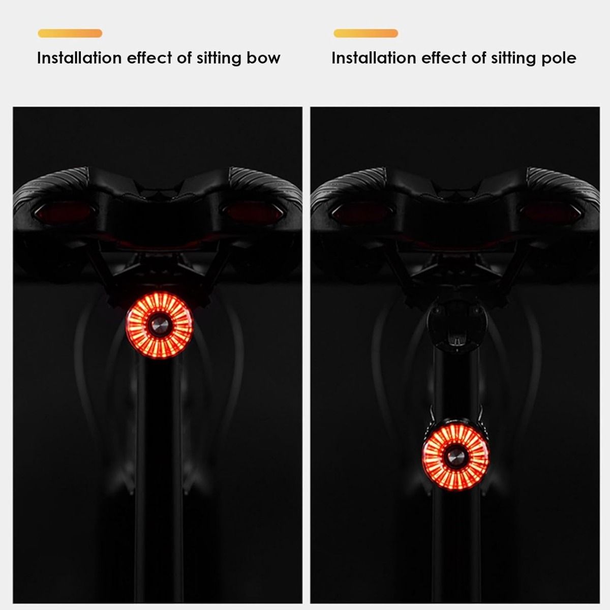 Smartes Fahrrad-Rücklicht mit Bremsinduktion, Fahrrad-Rücklicht für Sattelstütze, wasserdicht, USB-Aufladung, Fahrrad-Rücklicht
