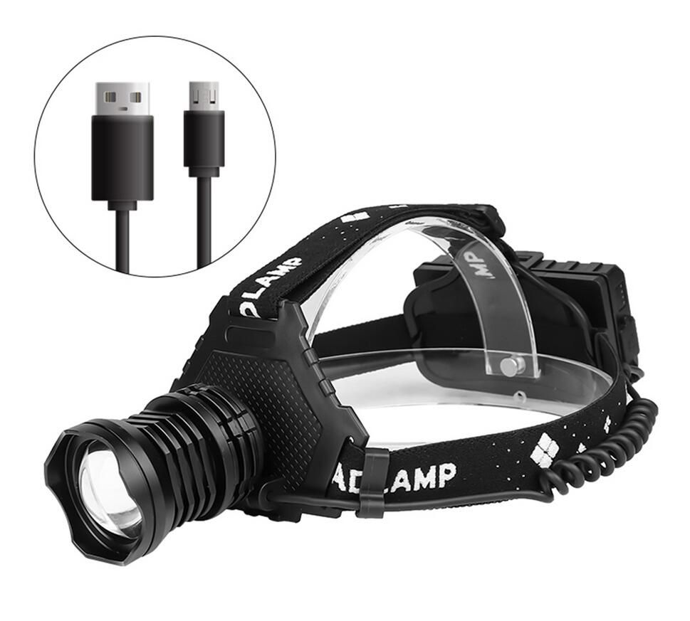 XHP70 LED Stirnlampe 8000LM USB-wiederaufladbar Outdoor-Leuchte IPX5 wasserdicht einstellbare Modi für Camping und Wandern