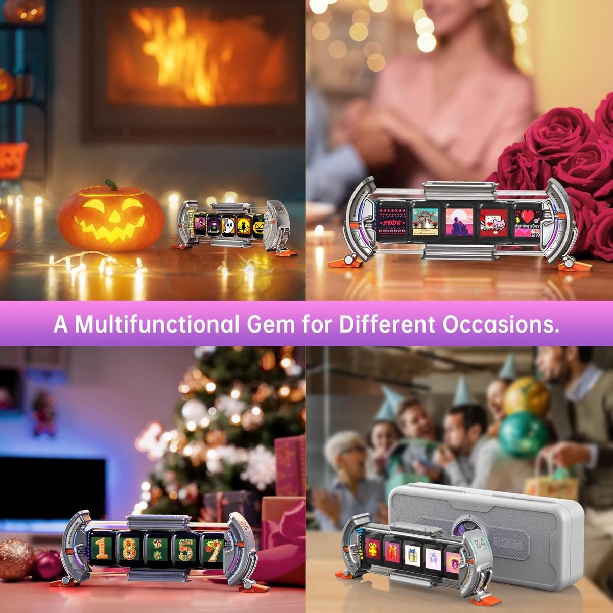 Divoom Times Gate - Cyberpunk Gaming-Setup Digitaler Wecker, Smart-App, WiFi-Verbindung, RGB-LED-Display, Personalisiertes Finanz- und Bitcoin-Dashboard, Pixel-Art für Gaming-Zimmer und Bürodekoration