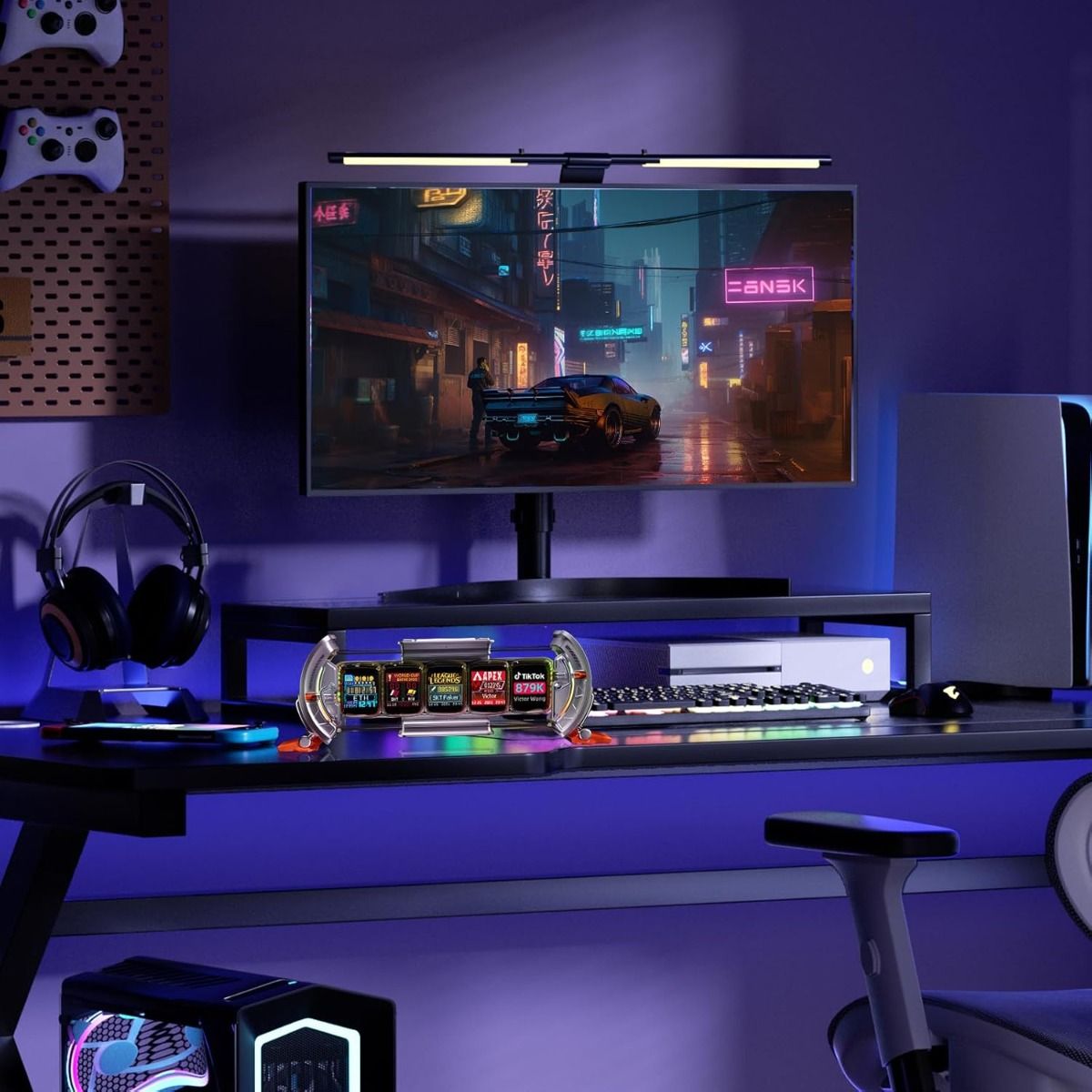 Divoom Times Gate - Cyberpunk Gaming-Setup Digitaler Wecker, Smart-App, WiFi-Verbindung, RGB-LED-Display, Personalisiertes Finanz- und Bitcoin-Dashboard, Pixel-Art für Gaming-Zimmer und Bürodekoration