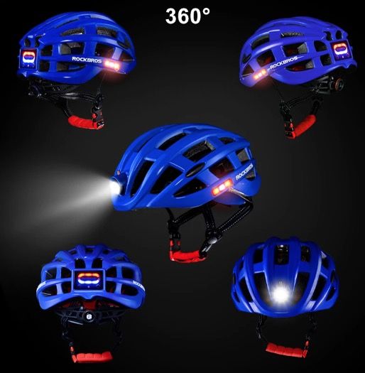 ROCKBROS Leichter Fahrradhelm Ultralight-Helm mit integrierter Sicherheitsbeleuchtung und USB-Ladefunktion für Komfort