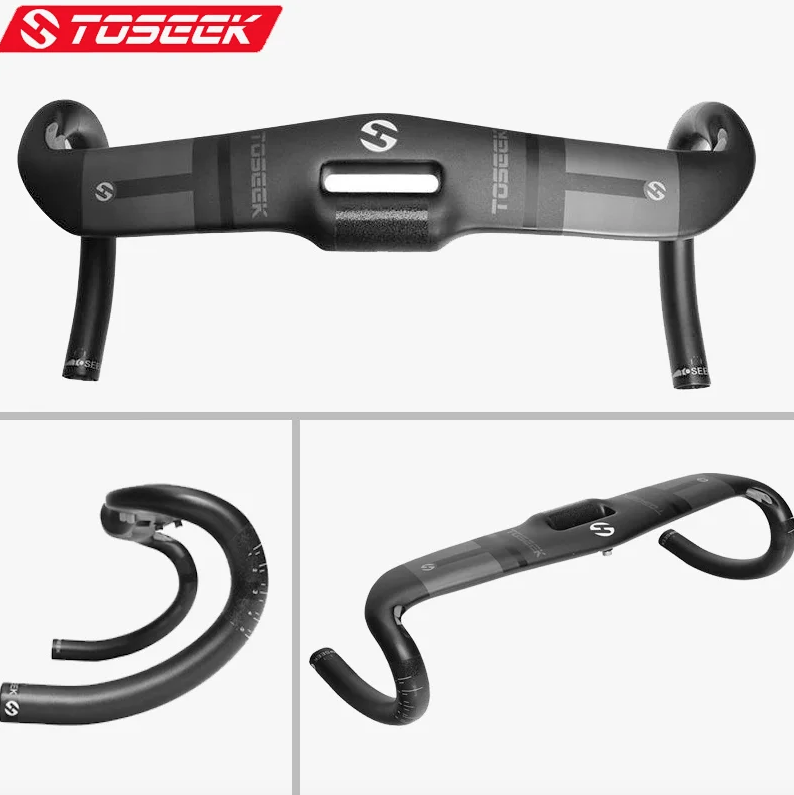 TOSEEK Vollcarbon-Lenker 31,8 mm leichter aerodynamischer Rennradlenker mit anpassbaren Längen