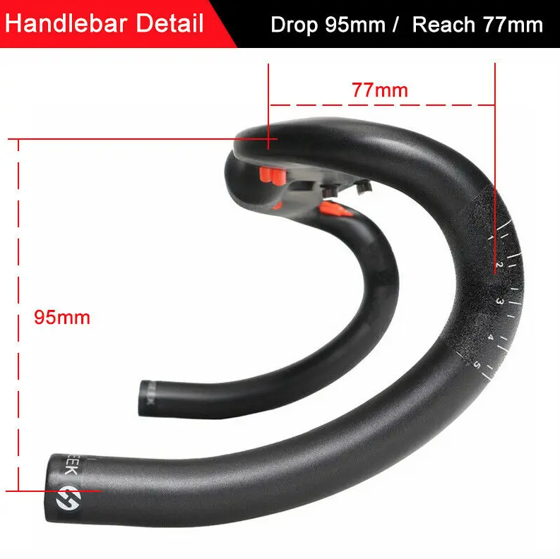 TOSEEK Vollcarbon-Lenker 31,8 mm leichter aerodynamischer Rennradlenker mit anpassbaren Längen