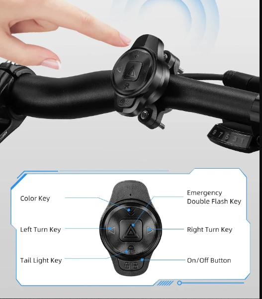 Vielseitiges Fahrrad-Rücklicht, intelligenter Bremsensensor, drahtlose Fernbedienung, buntes Blinklicht, wiederaufladbares Licht