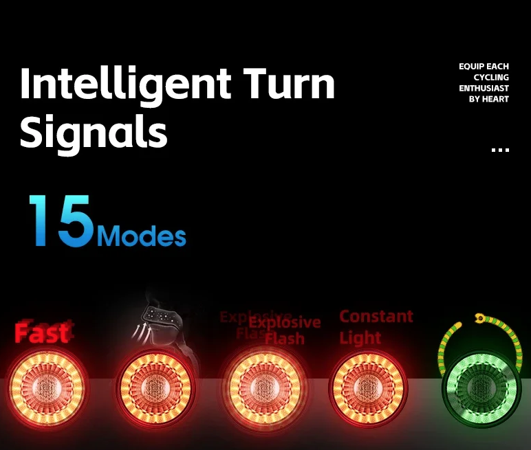 Vielseitiges Fahrrad-Rücklicht, intelligenter Bremsensensor, drahtlose Fernbedienung, buntes Blinklicht, wiederaufladbares Licht