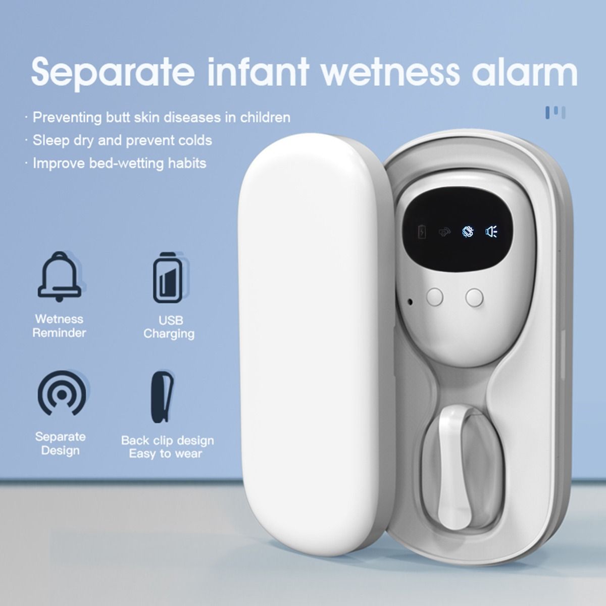 Kabelloser Bettnässeralarm für Baby, Erwachsene, Bettnässen-Alarm, Enuresis-Alarm, Nacht-Nässalarm, Baby, Kinder, Töpfchentraining