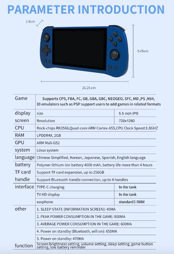 POWKIDDY X55 Handheld-Spielkonsole Retro-Gaming 5,5-Zoll-Bildschirm IPS-Display RK3566 Prozessor Gaming unterwegs