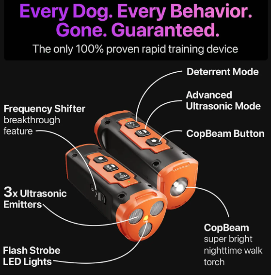 Wiederaufladbarer Hundevertreiber mit Ultraschall-Technologie – effektive Hunde-Bellkontrolle und LED-Taschenlampe