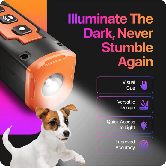 Wiederaufladbarer Hundevertreiber mit Ultraschall-Technologie – effektive Hunde-Bellkontrolle und LED-Taschenlampe