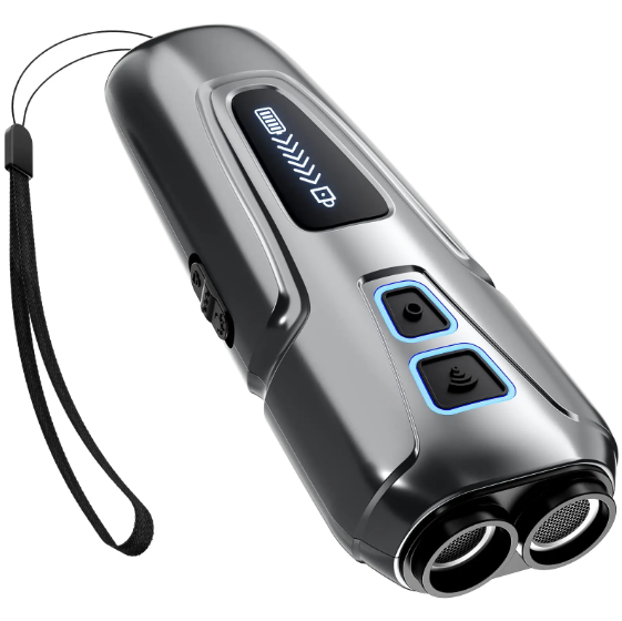 Ultraschall-Hundevertreiber mit LED-Taschenlampe, tragbare Anti-Bell-Lösung, humanes Hundetrainingsgerät