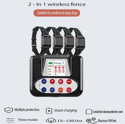 Haustier Drahtloser Elektronischer Zaun Intelligentes Hunde-Trainingsgerät Zwei-in-Eins Ergonomisches Anti-Bell-Halsband 2025