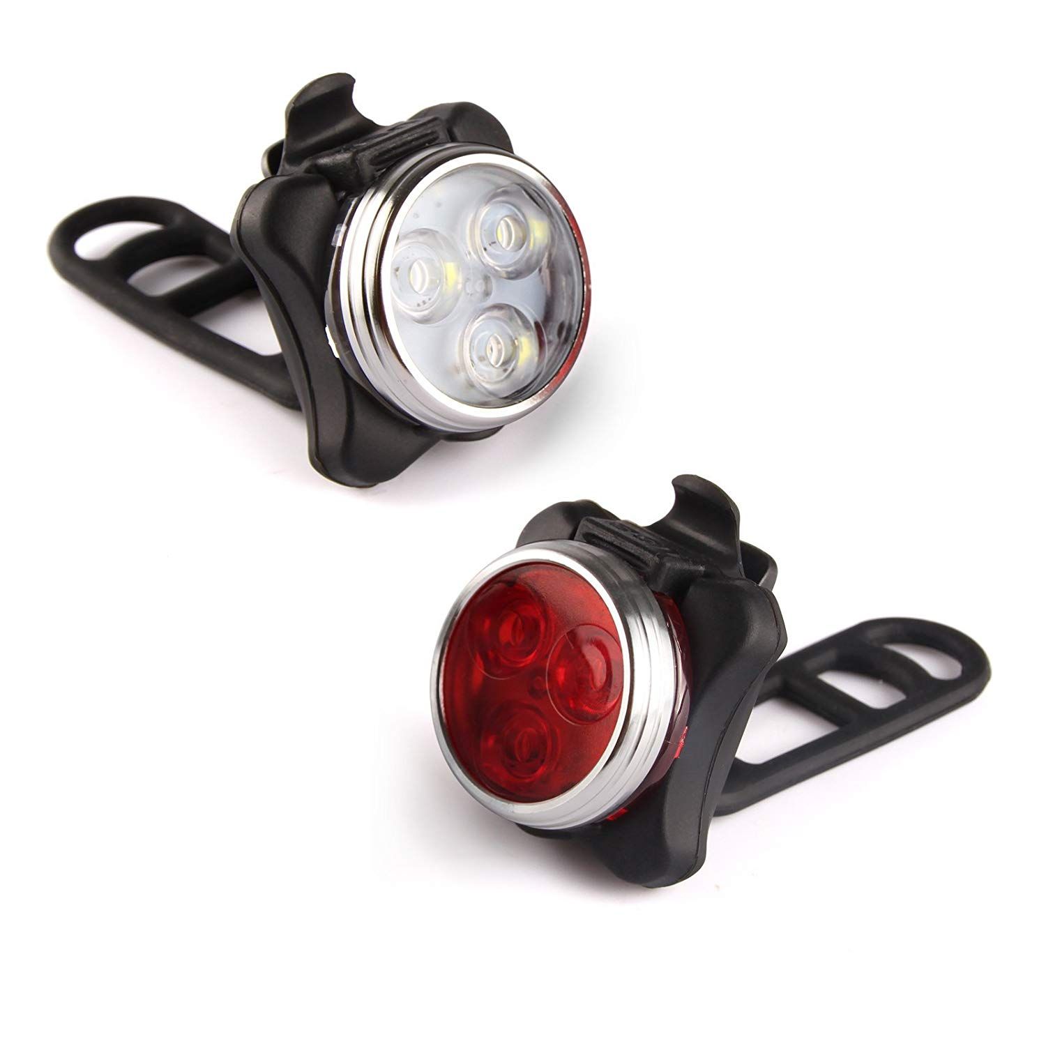 USB-wiederaufladbares Fahrradlicht HJ-030 3 LED 4 Modi wasserdichtes Frontlicht Fahrradsicherheit perfekt für Nachtfahrten