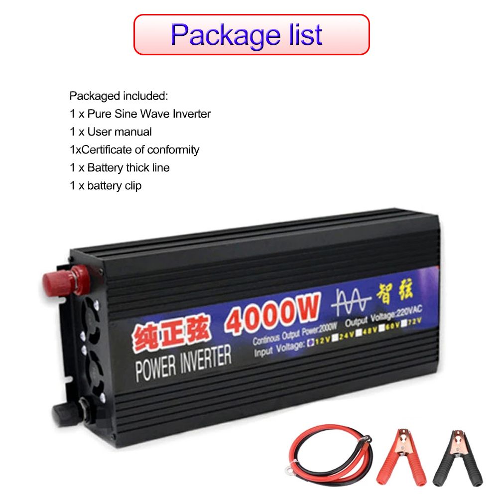 Reiner Sinus-Wechselrichter 2000W 3000W 4000W LED-Anzeige für empfindliche Elektronik, Haus-Notstromversorgung, Camping